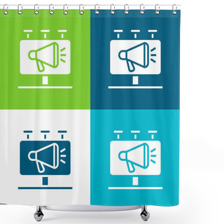 Personality  Billboard Flat Four Color Minimal Icon Set Shower Curtains