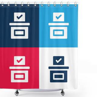 Personality  Ballot Box Blue And Red Four Color Minimal Icon Set Shower Curtains