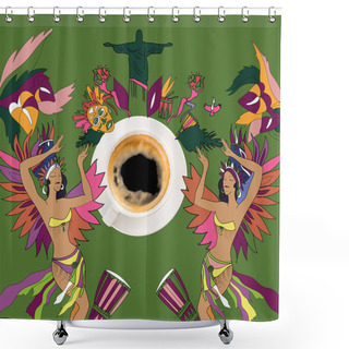 Personality  Coffee With Colorful Brazilian Theme Shower Curtains