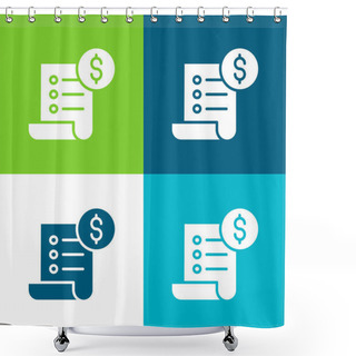 Personality  Bill Flat Four Color Minimal Icon Set Shower Curtains