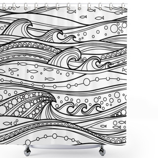 Personality  Sea Black And White Pattern Shower Curtains