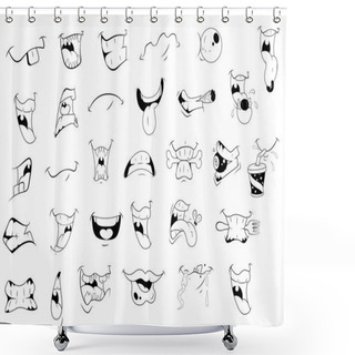 Personality  Cartoon Mouth Expressions Shower Curtains