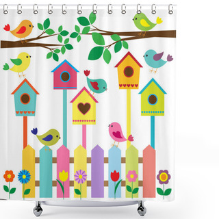 Personality  Birdhouses Shower Curtains