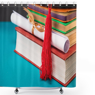 Personality  Books, Diploma And Graduation Cap Shower Curtains