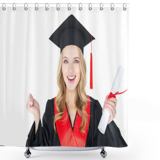 Personality  Student Holding Diploma  Shower Curtains