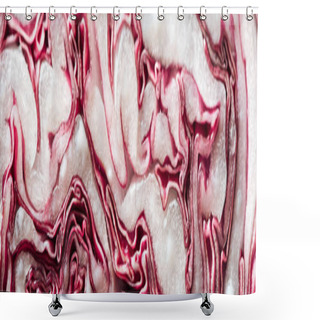 Personality  Panoramic Shot Of Fresh Cut Textured Red Cabbage  Shower Curtains