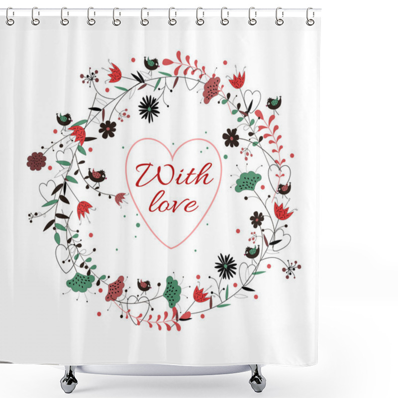 Personality  Floral Frame For Greeting Design Shower Curtains