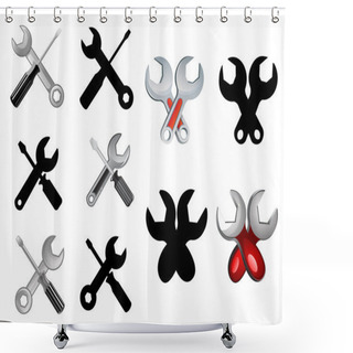 Personality  Spanner And Screwdriver Tools Icons Shower Curtains