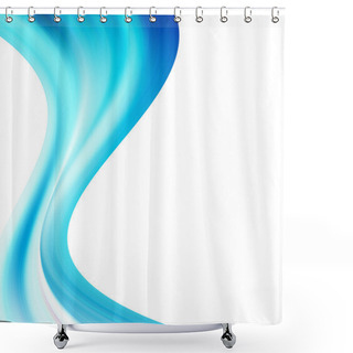Personality  Blue Waves On White Background. Abstract Illustration Shower Curtains