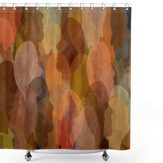 Personality  Diverse Culture In Society And Social Justice Together As A Crowd Of Diverse People Representing Community And Black History Or Cultural Celebration Of Diversity In A 3D Illustration Style. Shower Curtains