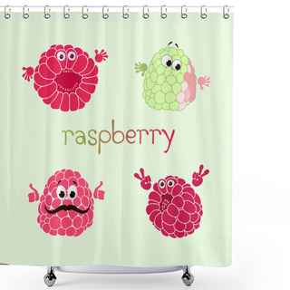 Personality  Vector Illustration Of Doodle Raspberry. Shower Curtains