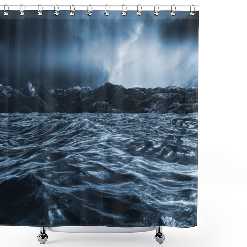 Personality  Rough Blue Ocean Shower Curtains