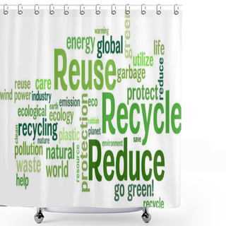 Personality  Reuse, Reduce, Recycle. Environmental Vector Wordcloud Background. Shower Curtains