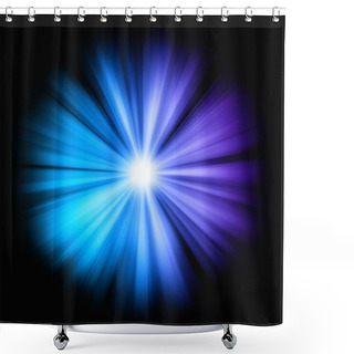 Personality  Blue Beams Of Light In The Dark Shower Curtains