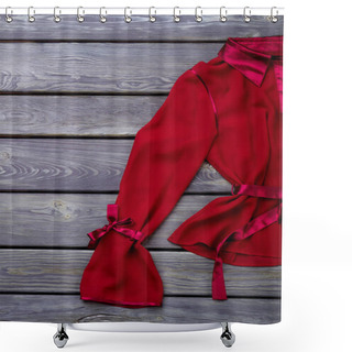 Personality  Stylish Polyester Red Jacket Sleeve, Close Up. Shower Curtains
