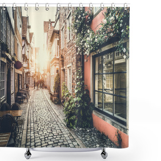 Personality  Old Town In Europe At Sunset With Retro Vintage Filter Effect Shower Curtains