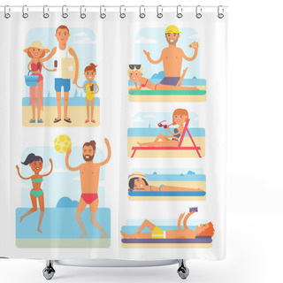 Personality  Beach People Vector Illustration. Shower Curtains