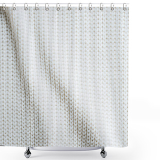 Personality  Full Frame Image Of White Woolen Fabric Background Shower Curtains