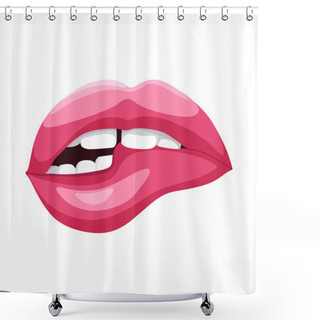 Personality  Female Mouth Biting Her Lips Shower Curtains