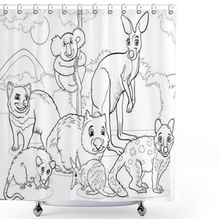 Personality  Marsupials Animals Cartoon Coloring Page Shower Curtains