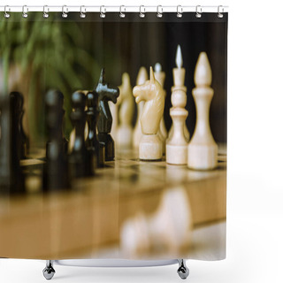 Personality  Chess Pieces Knights On Chessboard Shower Curtains