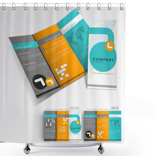 Personality  Professional Business Three Fold Flyer Template, Corporate Broch Shower Curtains