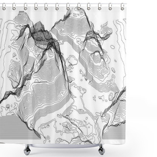 Personality  Map Of The Topography Line. Vector Abstract Topographic Map Concepts With Perspective For Your Copy. Mountain Tourism Shower Curtains