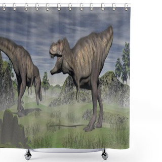 Personality  Two Tyrannosaurus Shower Curtains