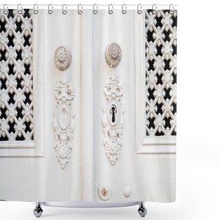 Personality  Old White Doors In Lisbon Shower Curtains