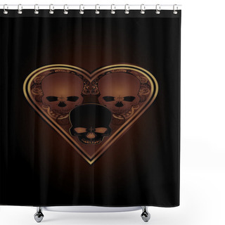 Personality  Casino Poker Hearts Card With Skulls, Vector Illustration Shower Curtains