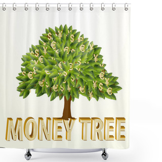 Personality  Money Tree Isolated On White Background. Vector Illustration Shower Curtains