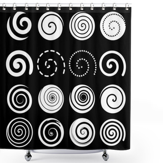 Personality  Set Of Spiral Motion Elements, White Isolated Objects, Vector Shower Curtains