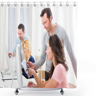 Personality  Young Attractive People Taking A Training Course Shower Curtains