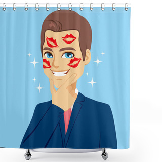 Personality  Handsome Lipstick Marks Shower Curtains