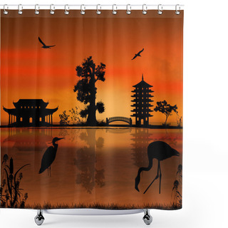 Personality  Beautiful Asian Landscape Shower Curtains