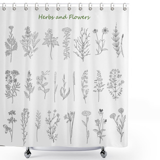 Personality  Herbs And Flowers Shower Curtains