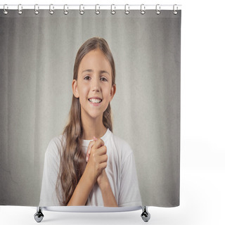 Personality  Teenager Girl Gesturing With Clasped Hands, Pretty Please Shower Curtains