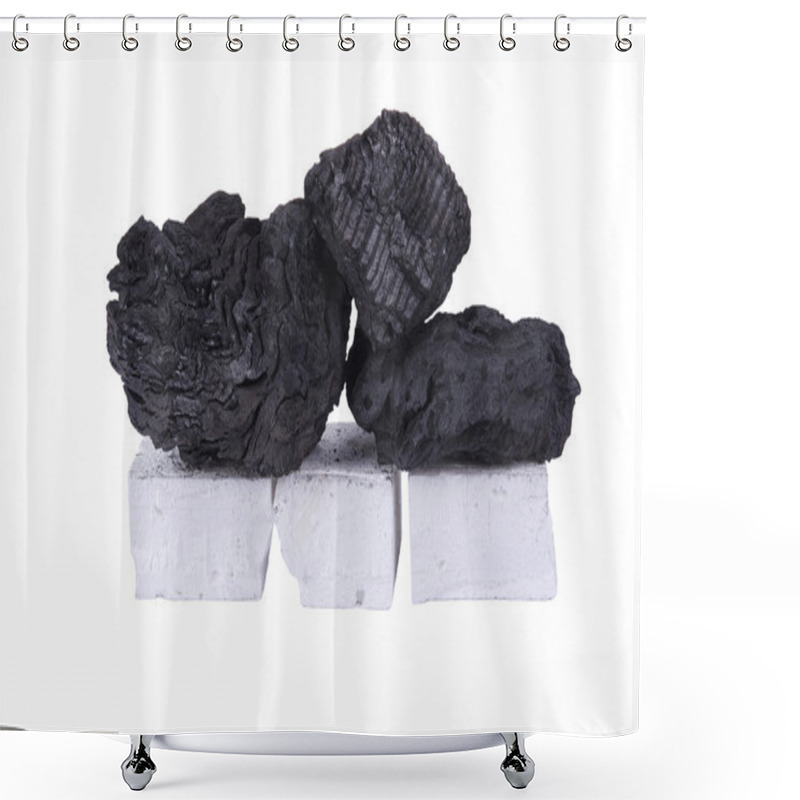 Personality  Black coal and white firelighter shower curtains