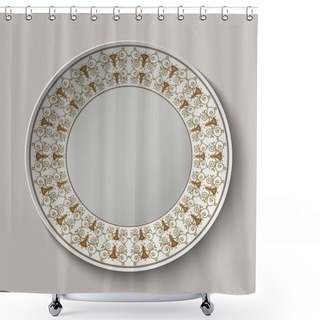 Personality  Plate With Ornament Stylized The Ancient Roman Pattern. Shower Curtains