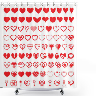 Personality  Heart Vector Shapes Set Shower Curtains