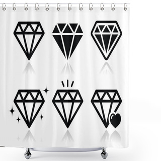 Personality  Diamond Vector Icons Set Shower Curtains
