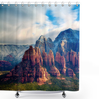 Personality  Snow On Red Rocks Shower Curtains