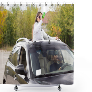 Personality  Two Women Drinking And Driving Shower Curtains