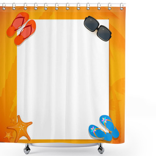 Personality  White Paper On The Sand, Down By Glasses, Spanking And Starfish. Shower Curtains