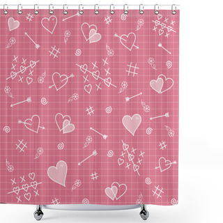 Personality  Seamless Pattern: Hearts, Arrows, Love Relationship Shower Curtains