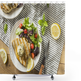 Personality  Organic Grilled Swordfish Steak With A Side Salad Shower Curtains
