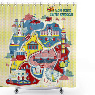 Personality  United Kingdom Attractions Map Shower Curtains