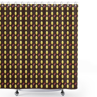 Personality  Colored Background With Different Accessories Shower Curtains