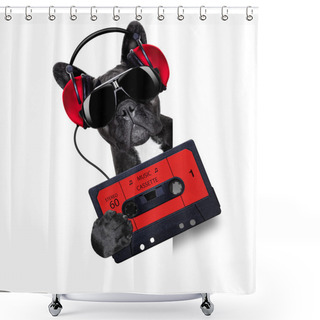 Personality  Dog Music Cassette Shower Curtains