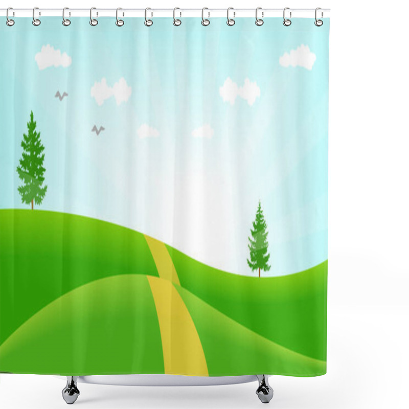 Personality  Spring Prairie Illustration Shower Curtains